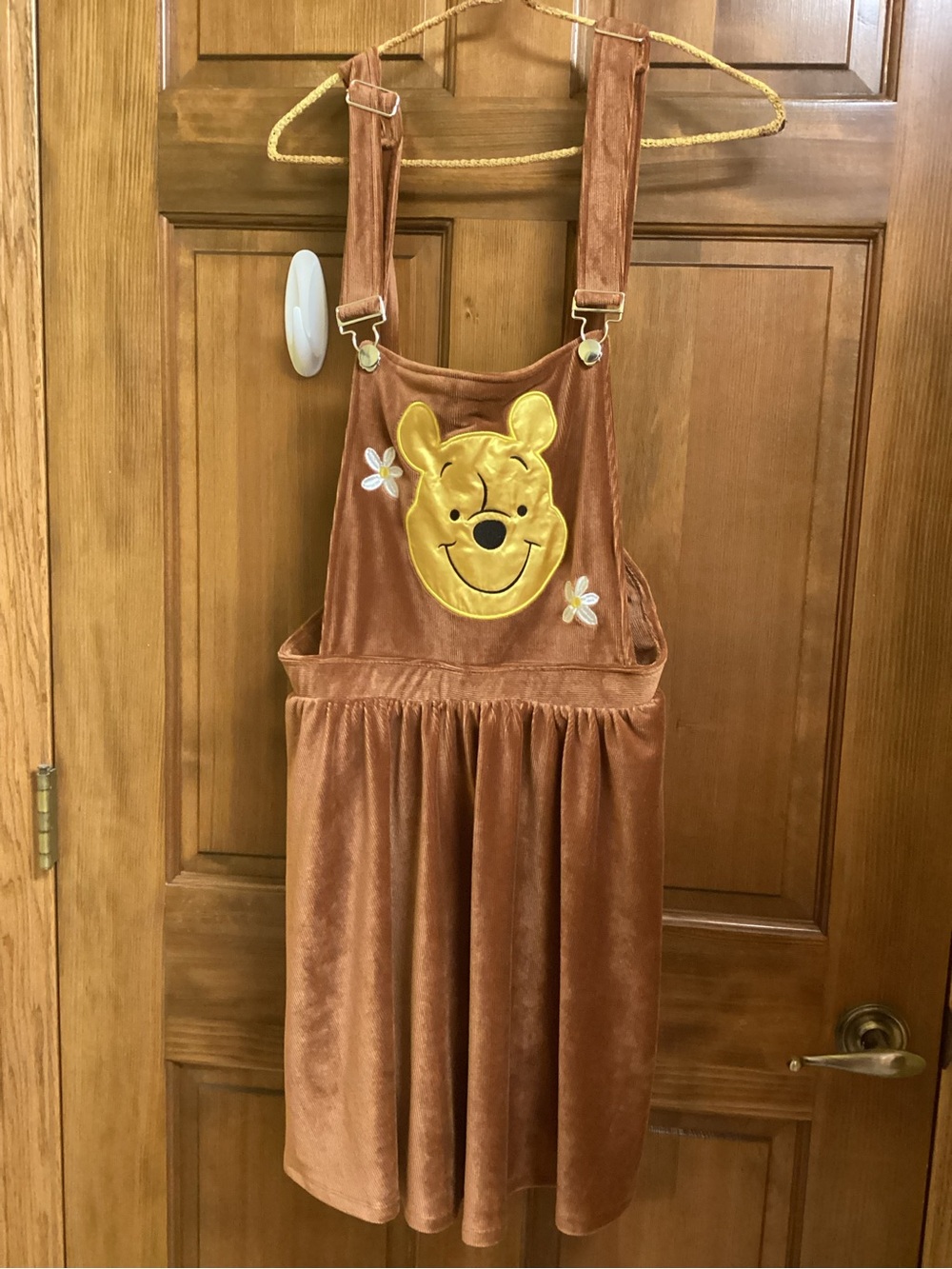 Disney Brown  Overall Dress with  Winnie the Pooh Patch